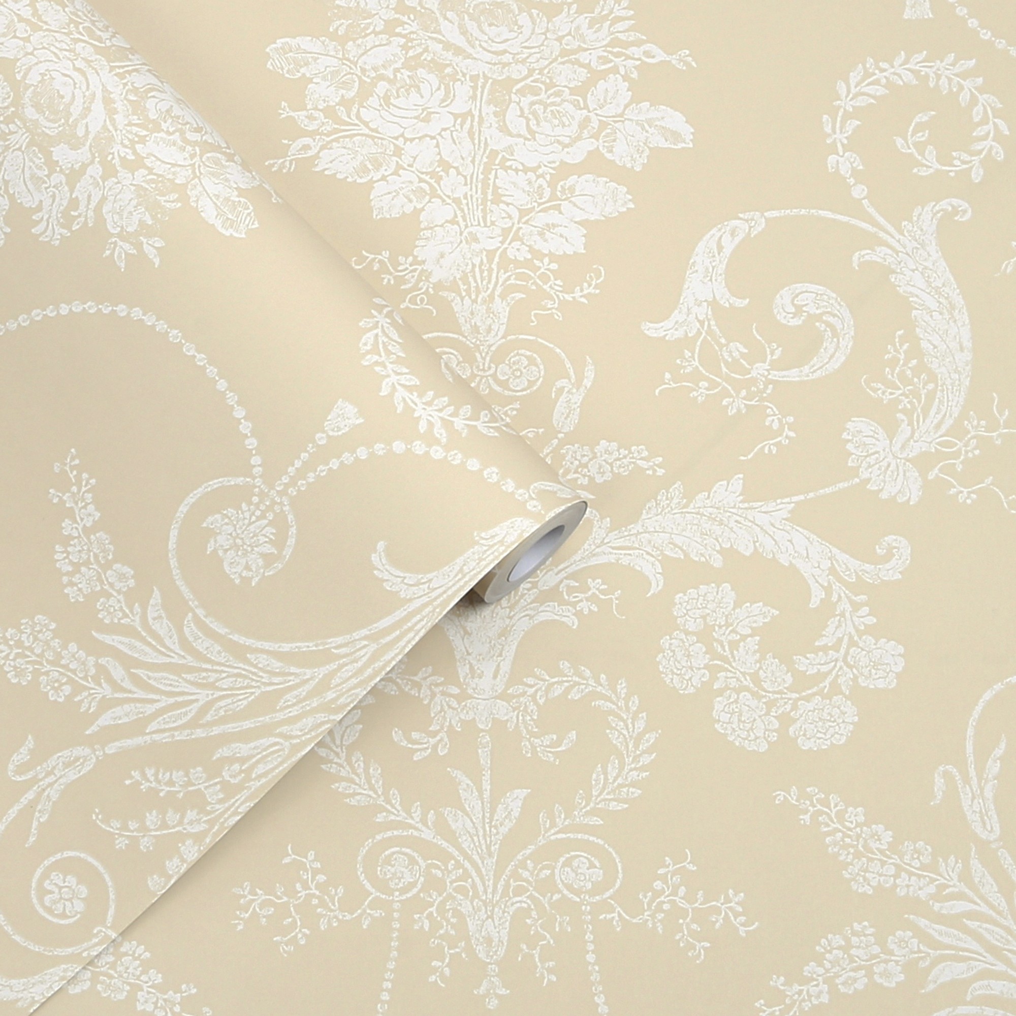 Josette French Toil Damask Linen Laura Ashley Wallpaper 113384 113384