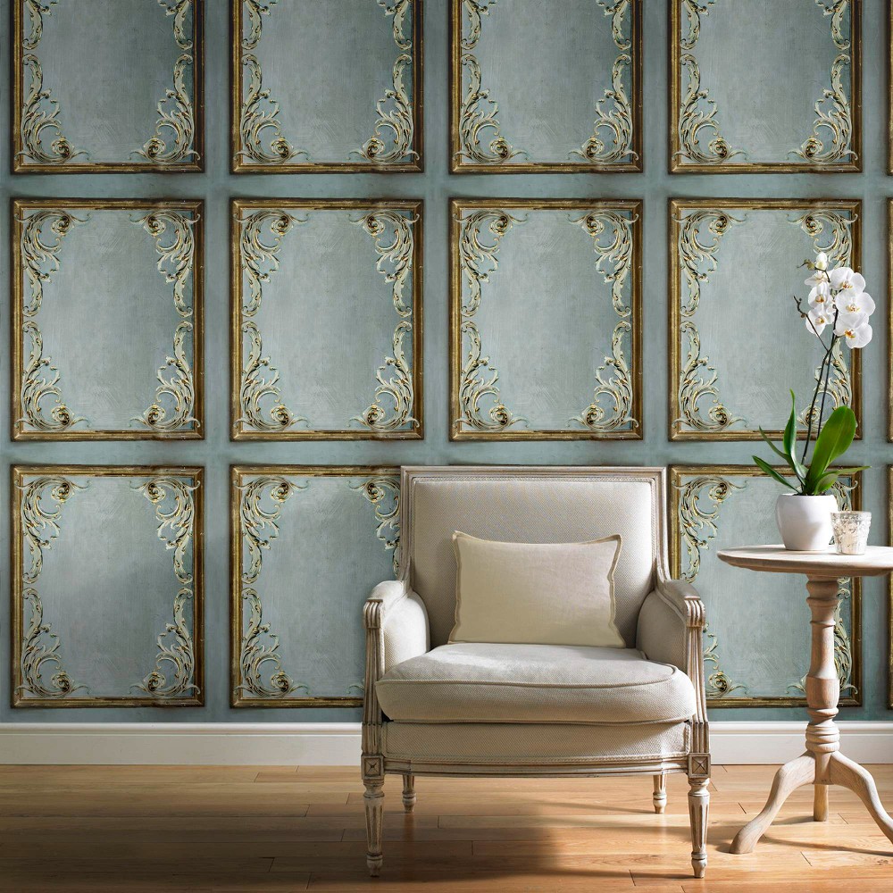 Rococo Panel Grey & Metallic Gold Paul Moneypenny Collection Wallpaper ...