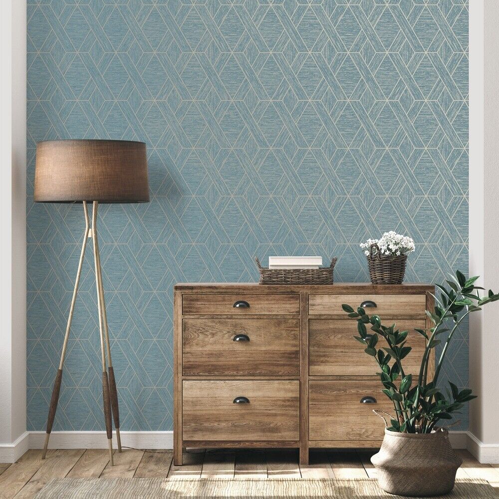 Miya Geo Teal Textured Vinyl Wallpaper FD43154 FD43154