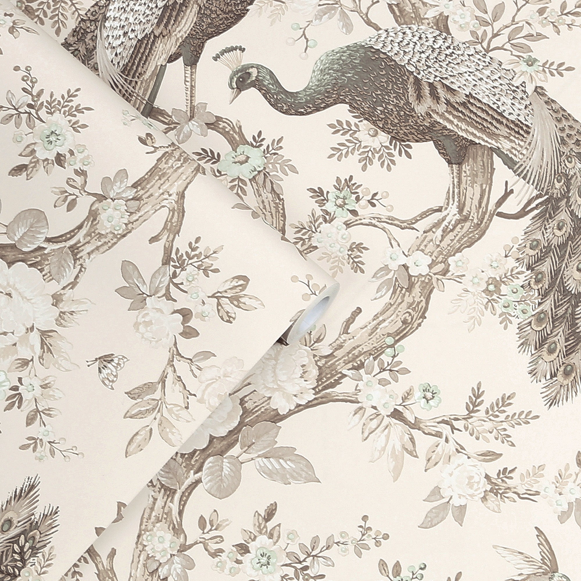 Belvedere Peacocks Soft Truffle Laura Ashley Wallpaper 113399 | 113399