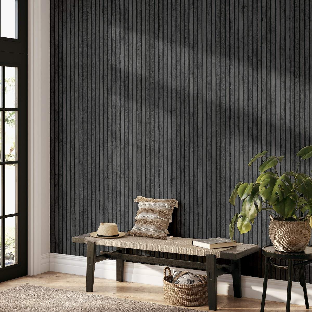 Stripe Wallpaper Bold Charcoal Grey Black White Silver Luxury Modern :  Amazon.co.uk: DIY & Tools