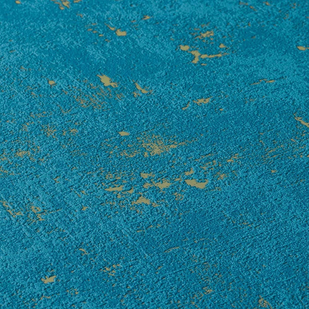 Stone Concrete Teal & Metallic Gold Industrial Wallpaper 230768 230768
