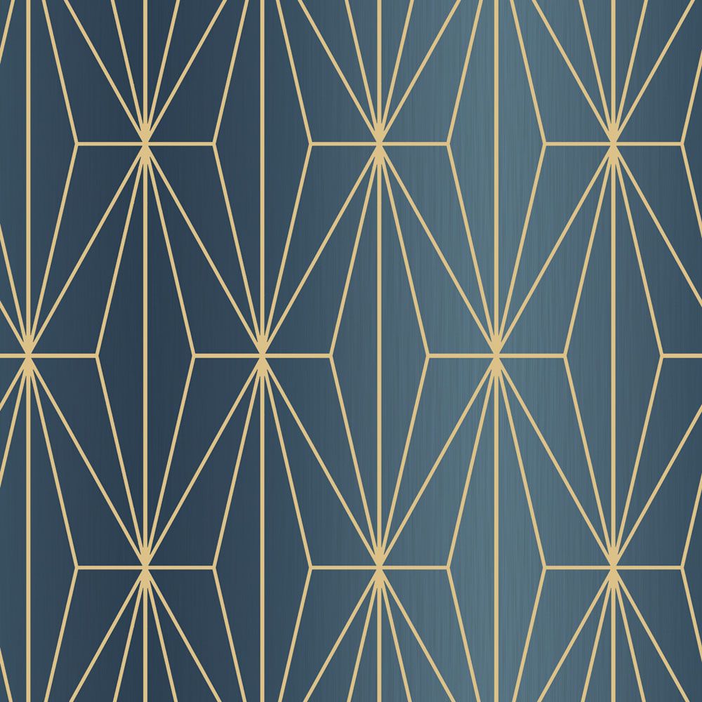 Kayla Metallic Geo Navy | Navy and Gold Geometric Wallpaper | 703016