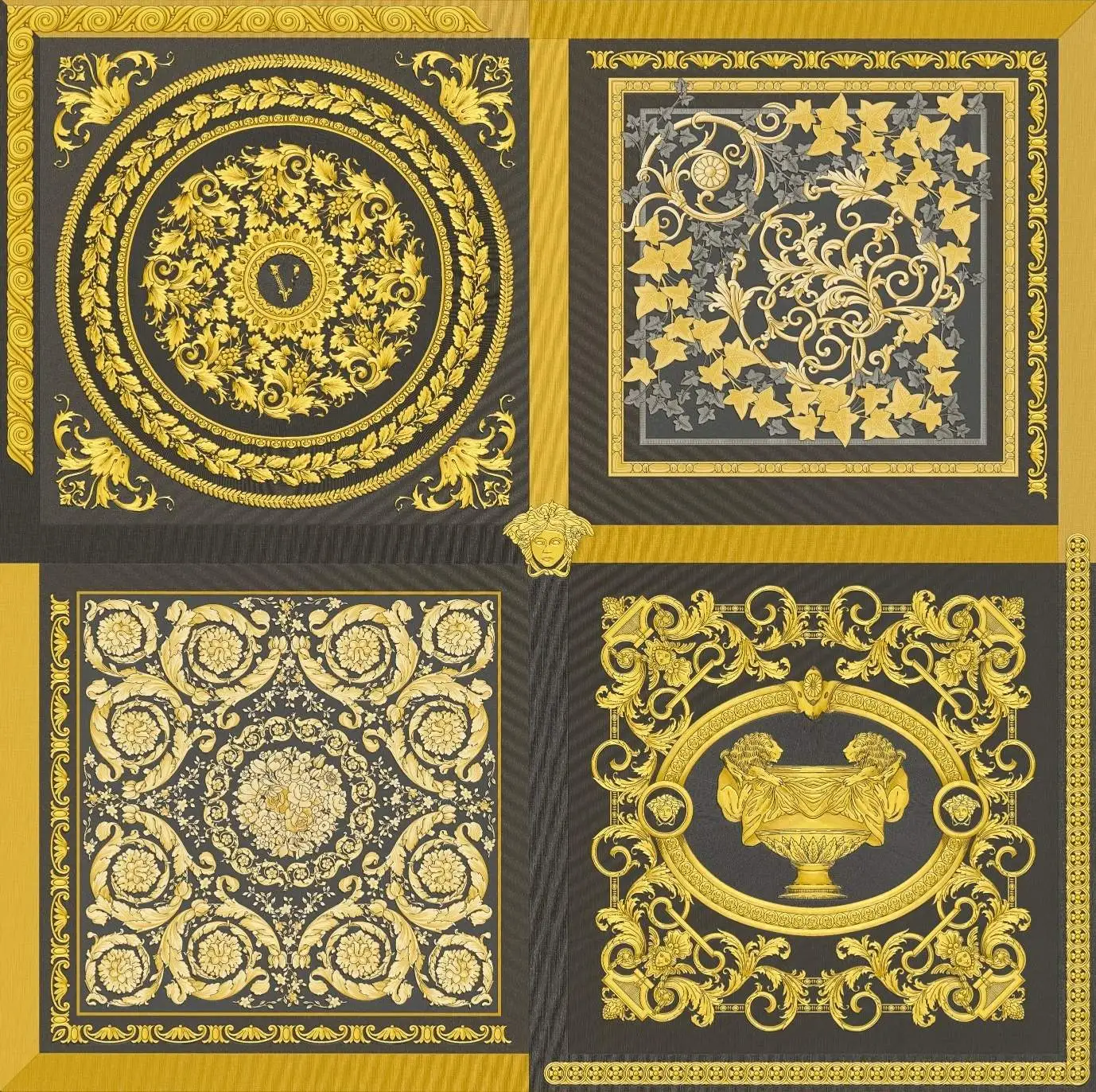 Decoupage Tile Black & Gold