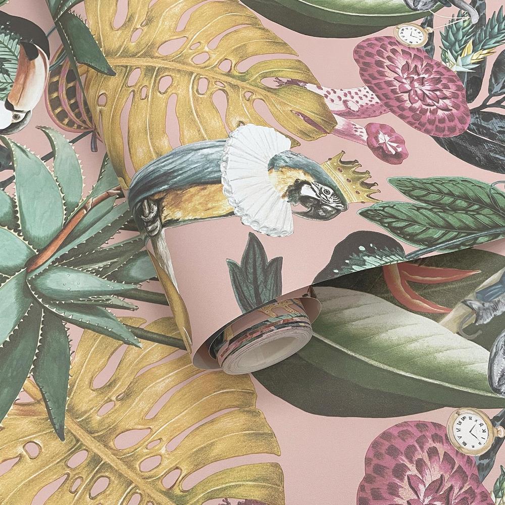 Wonderland Tropical Blush Conversational Animal Wallpaper 13400 13400