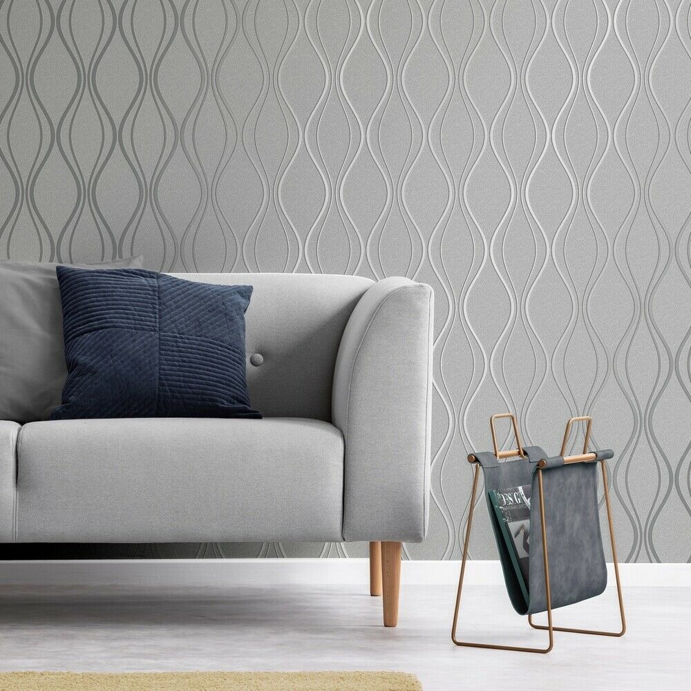Vymura Platinum Wave Silver Foil Vinyl Wallpaper FD42800 FD42800