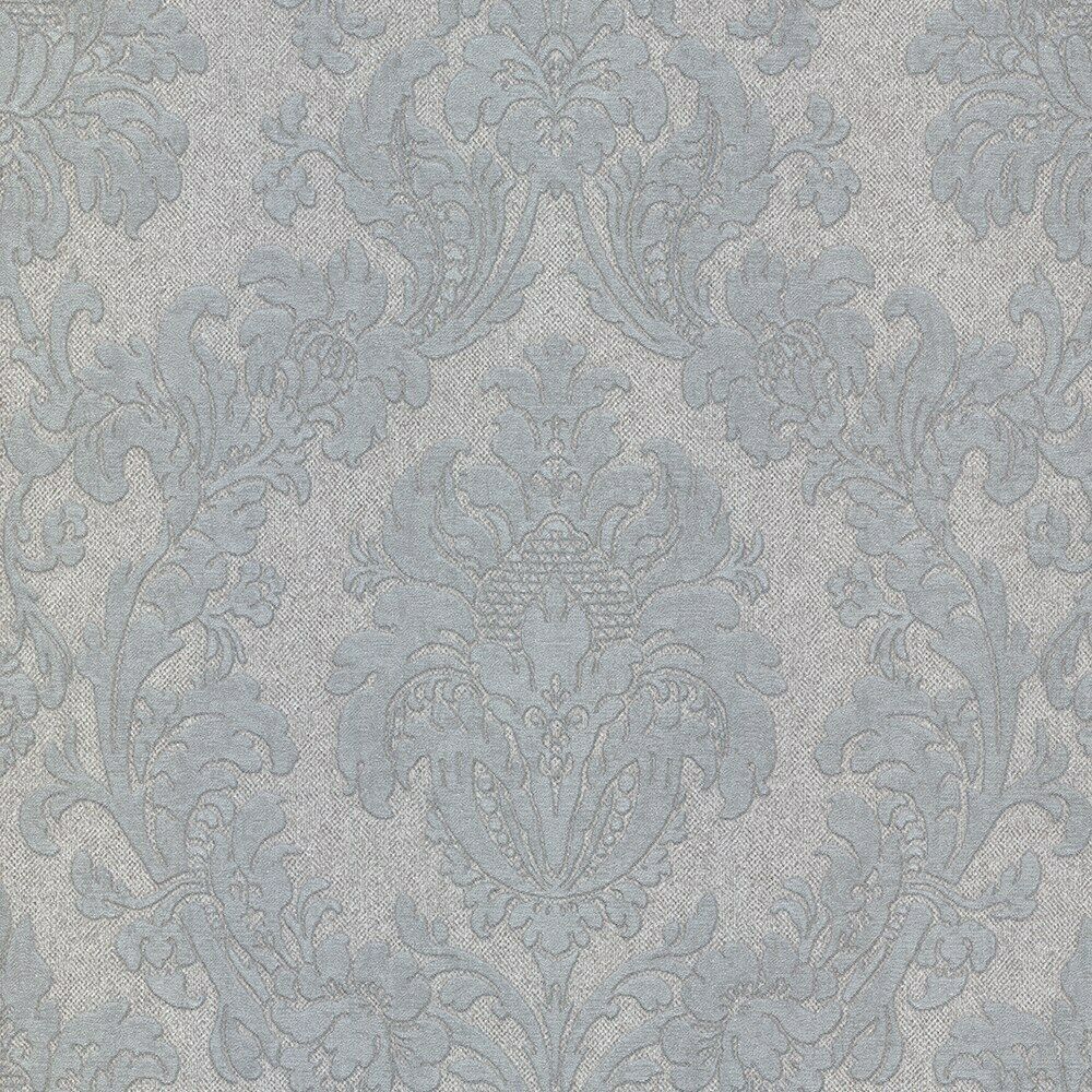 Sanremo Damask Blue & Grey Italian Vinyl Wallpaper 6524 6524