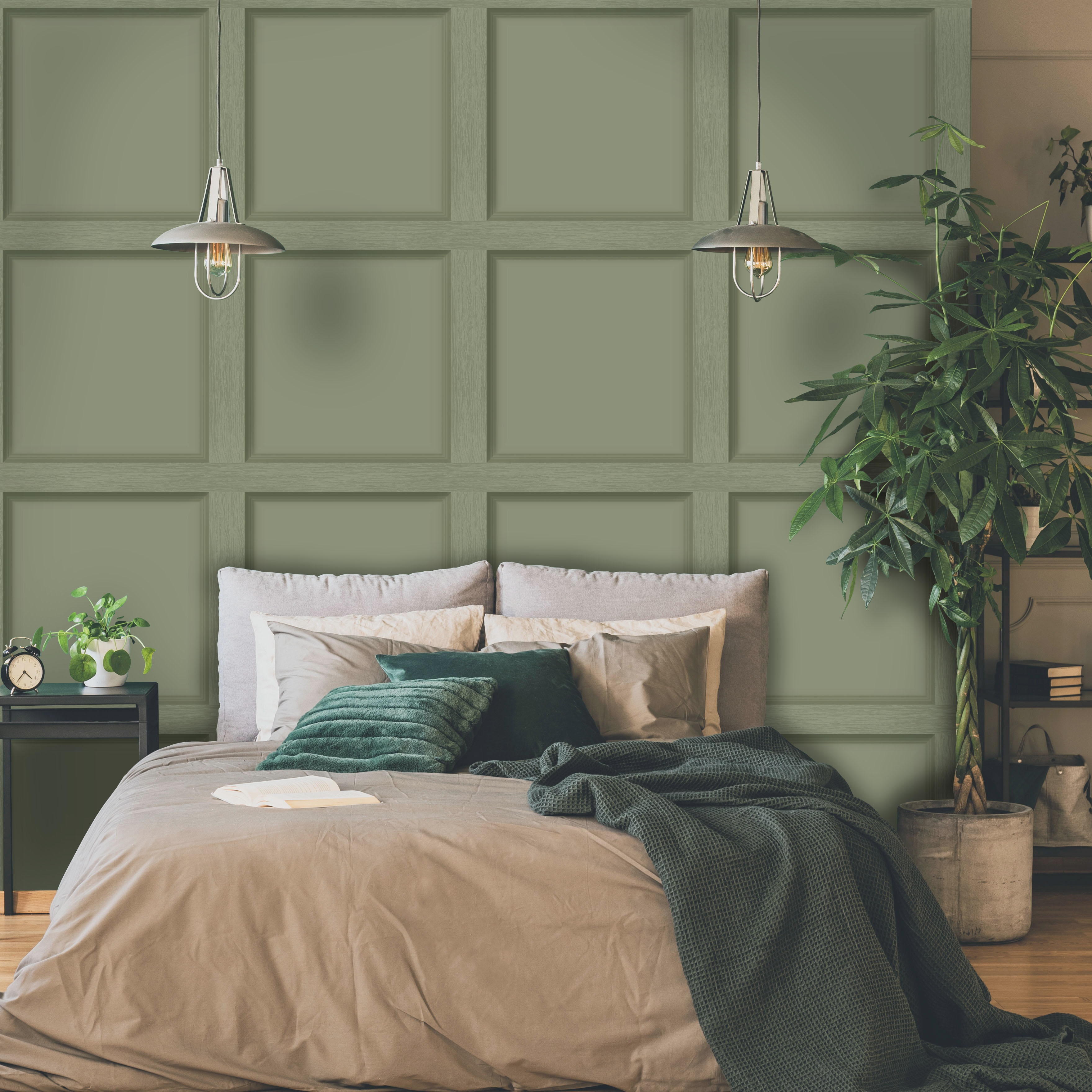 Modern Wood Panel Green Wallpaper 12982 Wooden Panelling | 12982