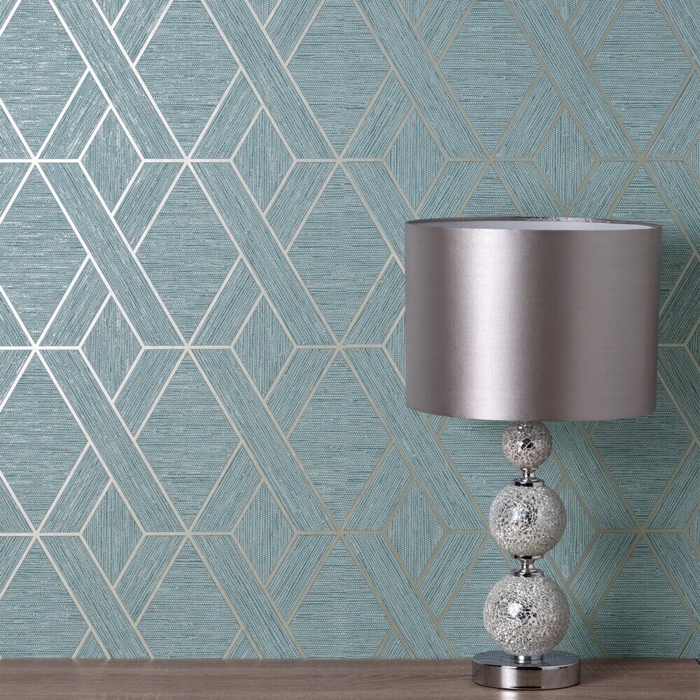 Miya Geo Teal Textured Vinyl Wallpaper FD43154 FD43154