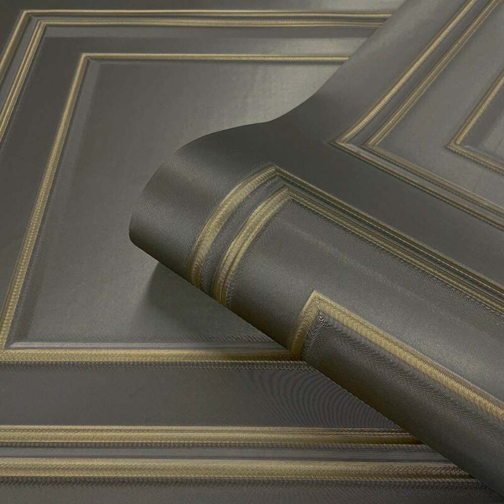 Amara Panel Gunmetal Gold | Grey And Gold Panel Wallpaper | 7386