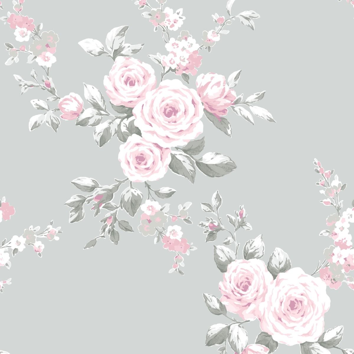 Catherine Lansfield  Floral Grey & Pink