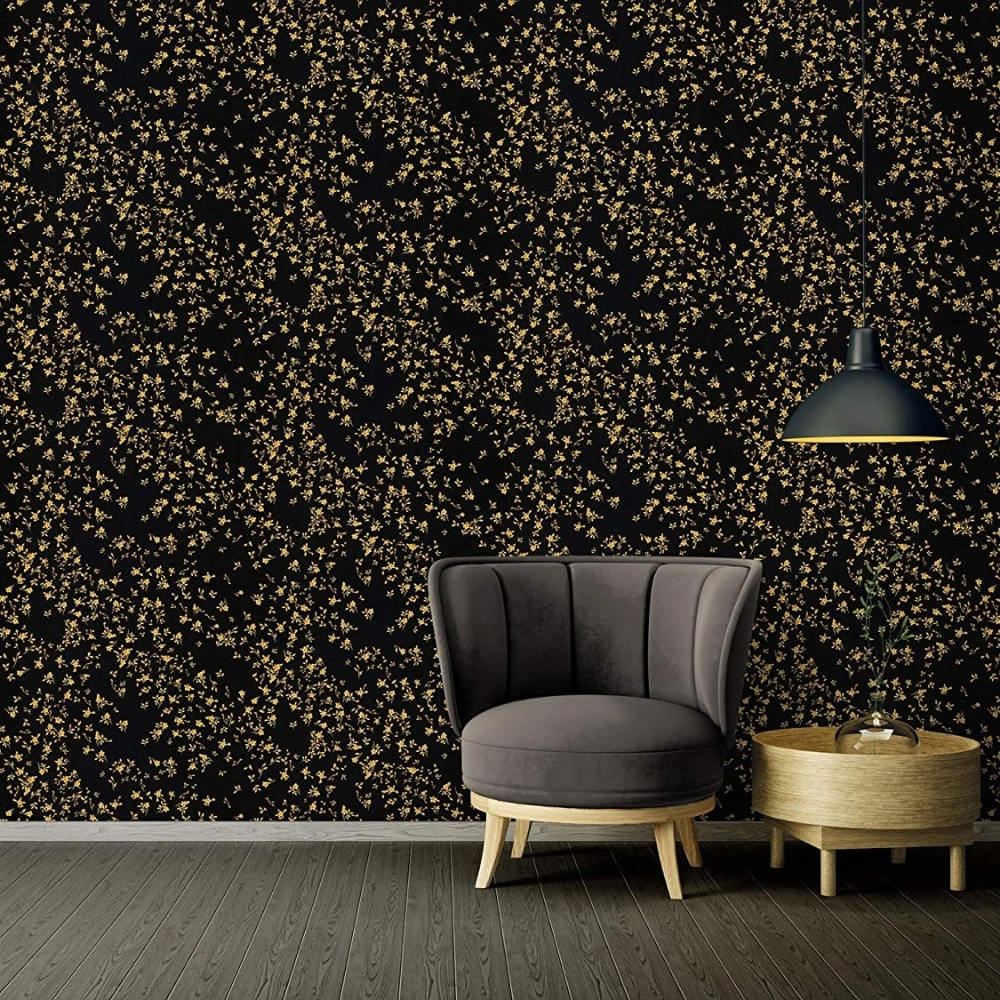Barocco Plain Black Gold | Versace Barocco Wallpaper | 935854