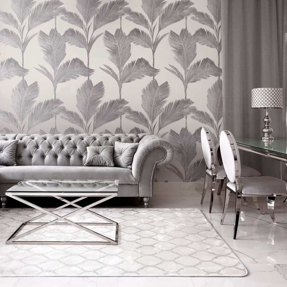 Alessia Leaf Grey Silver | Silver Leaf Wallpaper | 210 Alessia Leaf Grey Silver | Silver Leaf Wallpaper | 210