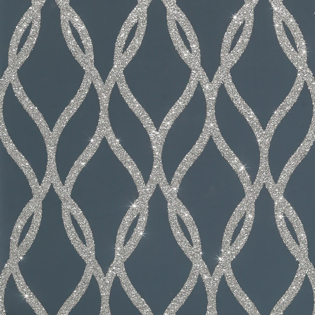 Sequin Trellis Navy & Silver Glitter Wallpaper 921804 | 921804