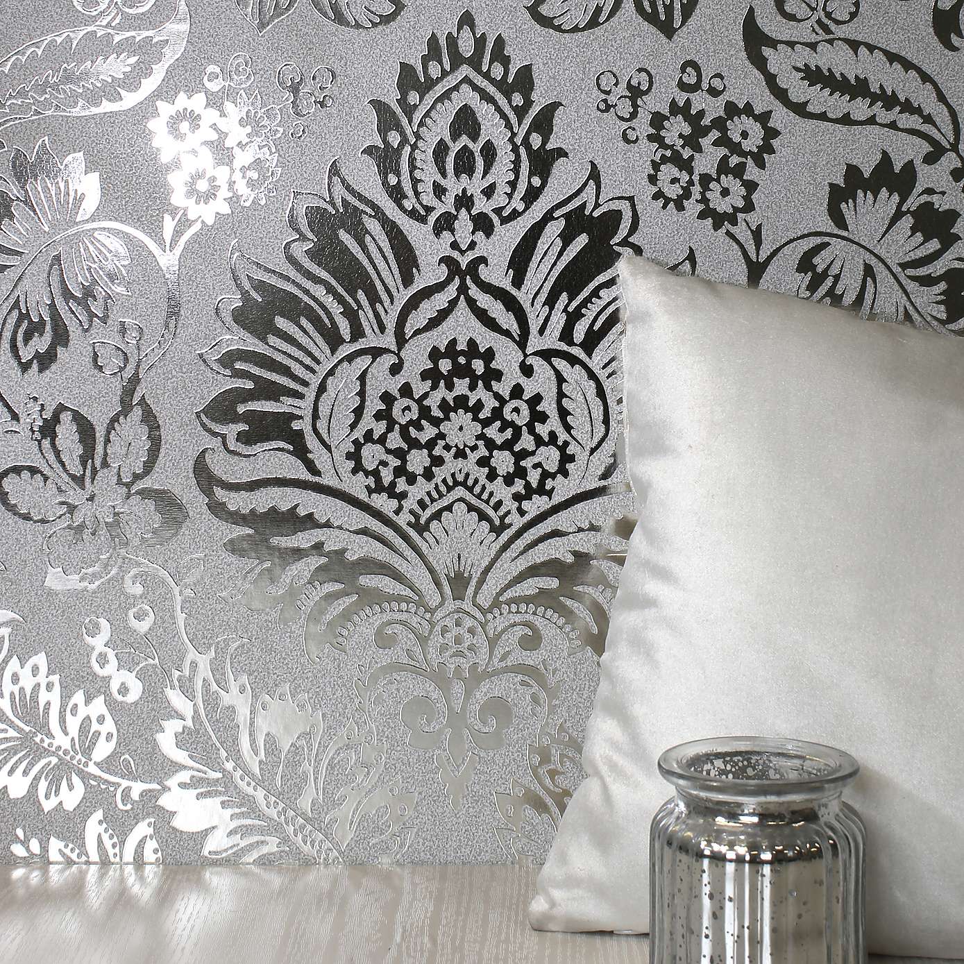 Platinum Damask Silver Foil Vinyl Wallpaper FD42562 | FD42562 Platinum Damask Silver Foil Vinyl Wallpaper FD42562 | FD42562