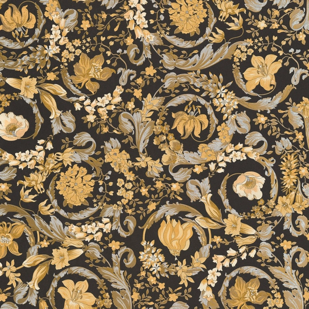 Barocco Floral Black Gold | Versace Barocco Wallpaper | 387065