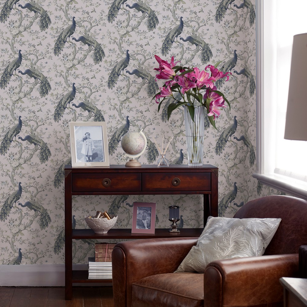 Belvedere Peacocks Midnight Laura Ashley Wallpaper 113397 113397