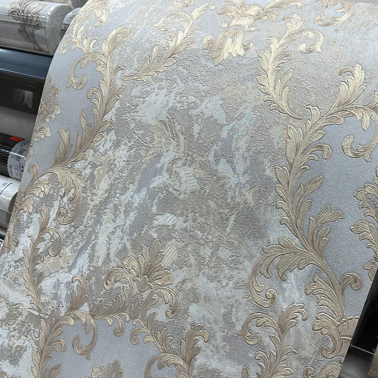 Sienna Damask Beige Vasari Italian Luxury Vinyl Wallpaper 534368 534368