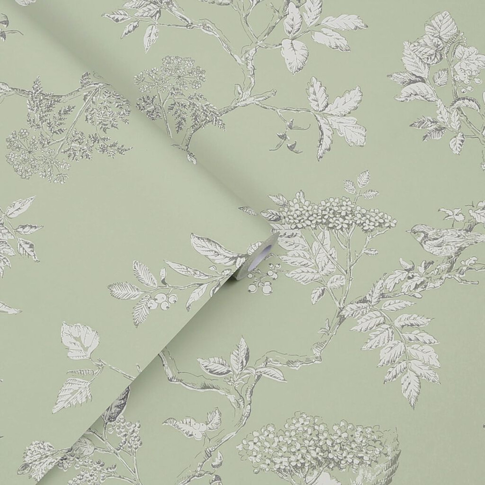 Elderwood Heritage Dainty Flowers Sage Laura Ashley Wallpaper 113348