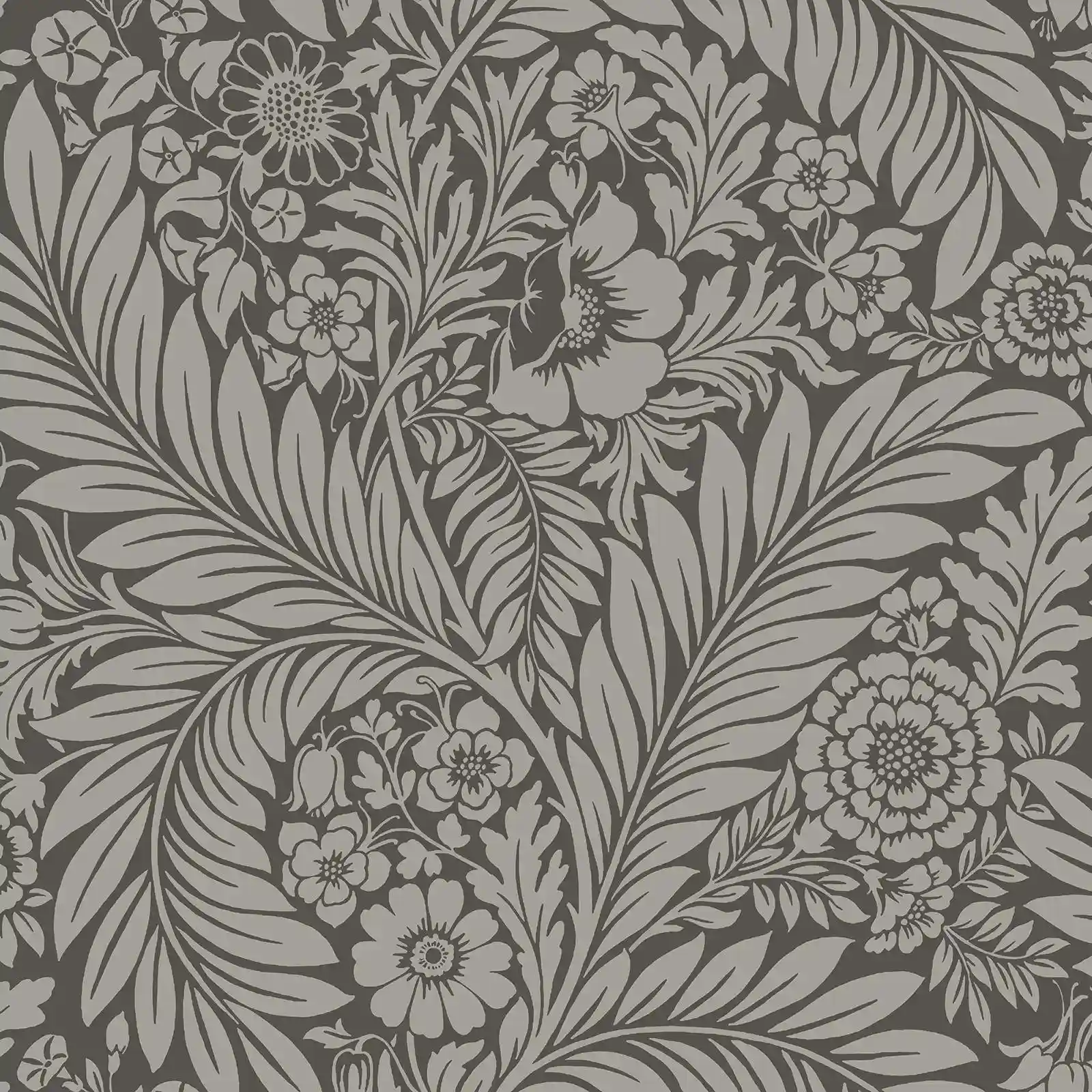 Belgravia Florence Charcoal Grey Floral Leaf Wallpaper 724 Sample | 724  Sample