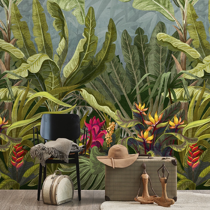 Parrot Jungle Mural Wallpaper Sample | A50701 Samlpe Parrot Jungle Mural Wallpaper Sample | A50701 Samlpe
